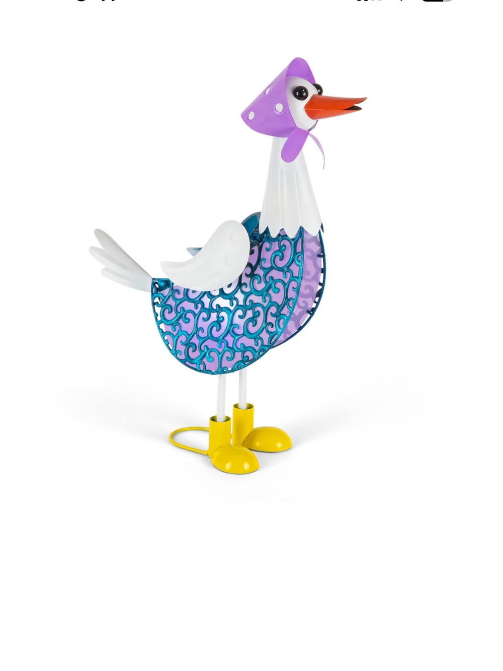 Decorative Purple & Blue Metal Duck Lantern with Yellow Feet
